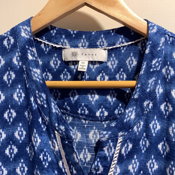 Printed Cap Sleeve Button Down Shirt - Picture 2 of 5